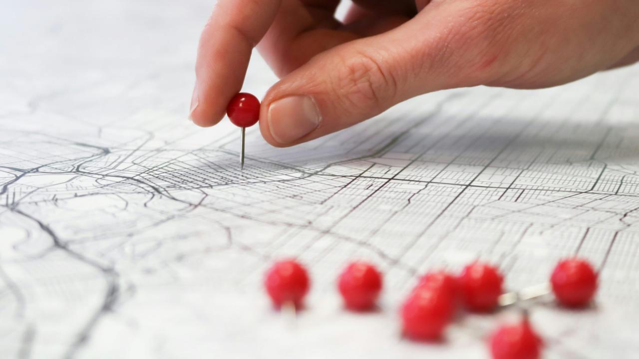 dots on a map