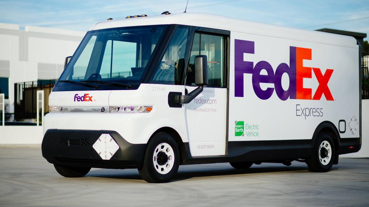 White FedEx BrightDrop van