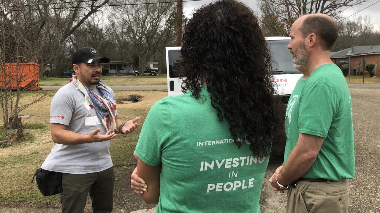 volunteers in discussion