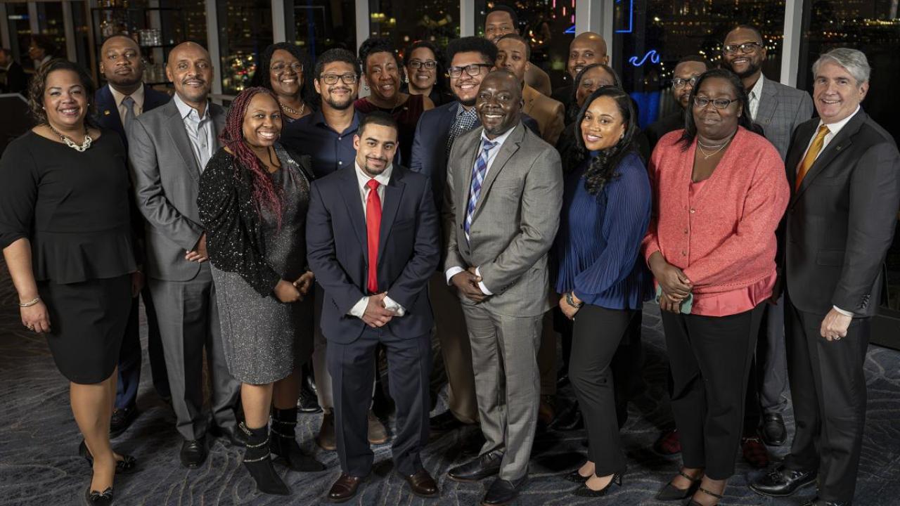 CACI’s 2024 Black Engineer of the Year Awards (BEYA) honorees pictured with CACI President and Chief Executive Officer John Mengucci at the 38th annual Global Competitiveness Conference.