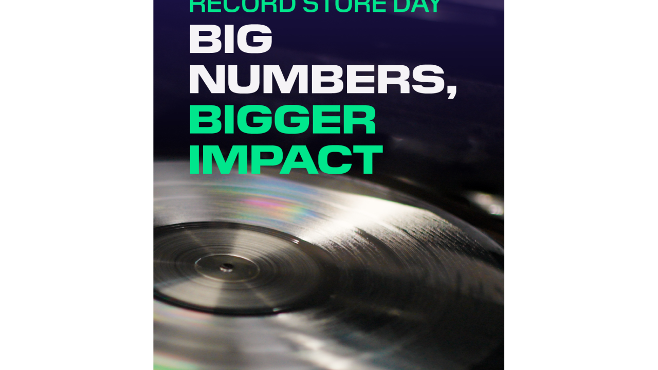 DP World Graphic with text display that reads "Record Store Day, Big Numbers. Bigger Impact"