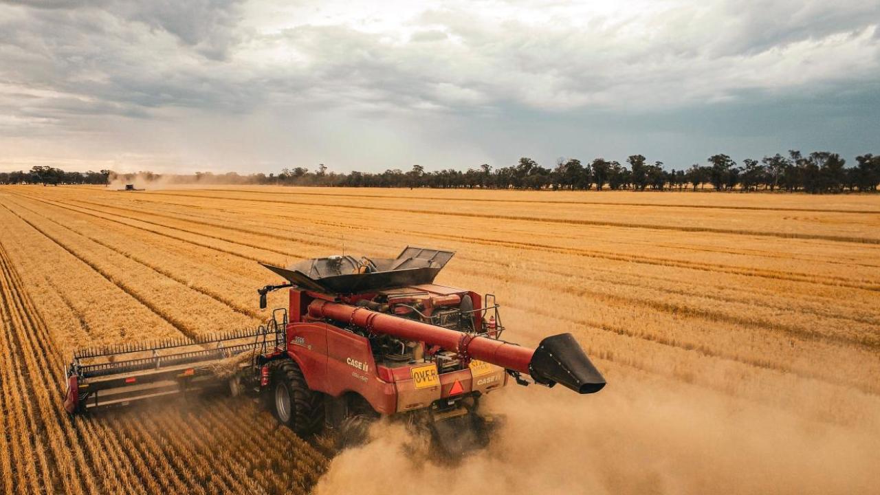 Agricultural machinery in a crop field 