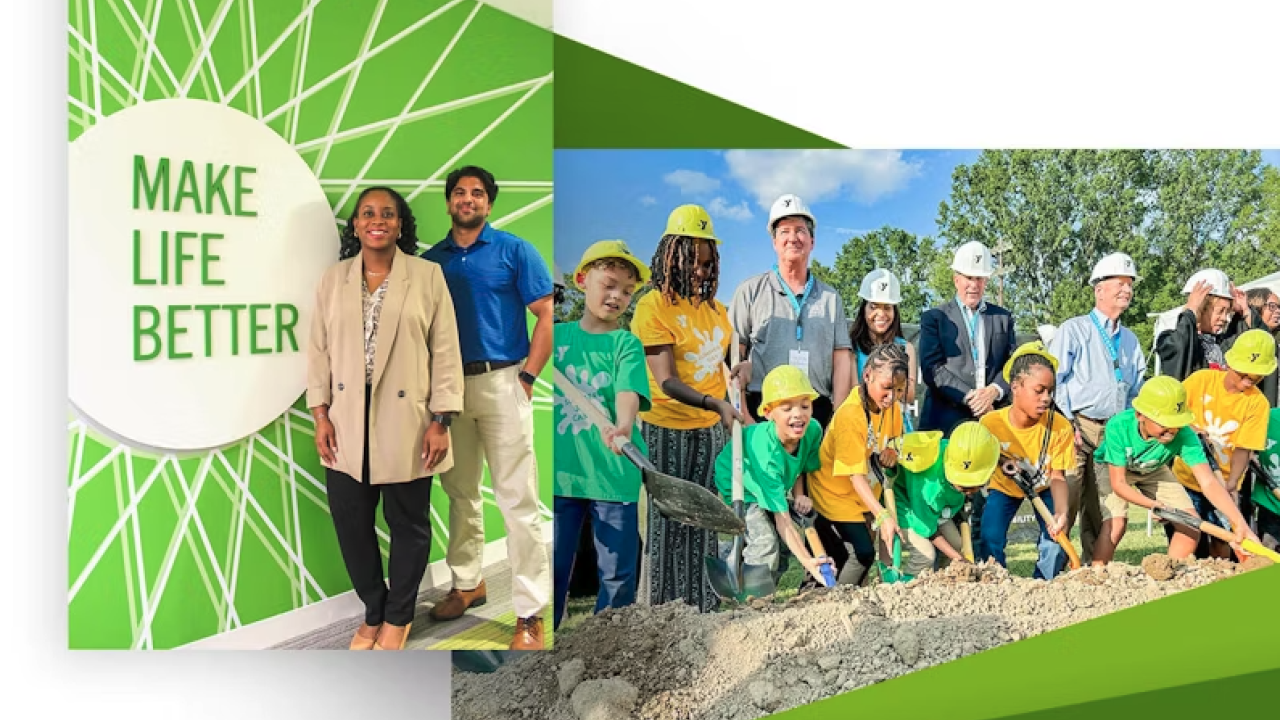 Collage with text "Make Life Better" and people working in yellow hardhats