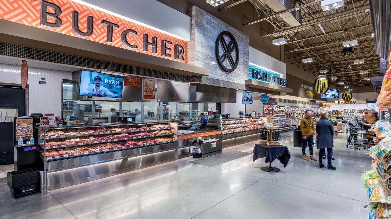 Meat and seafood department at an Albertsons store