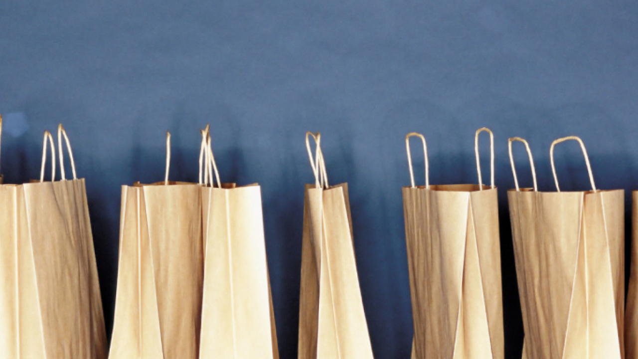 paper bags lined up