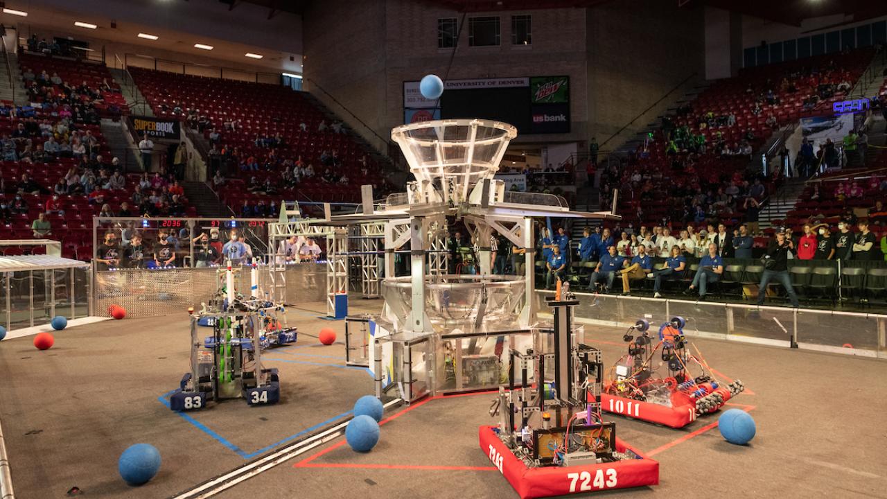 Robots in competition arena 