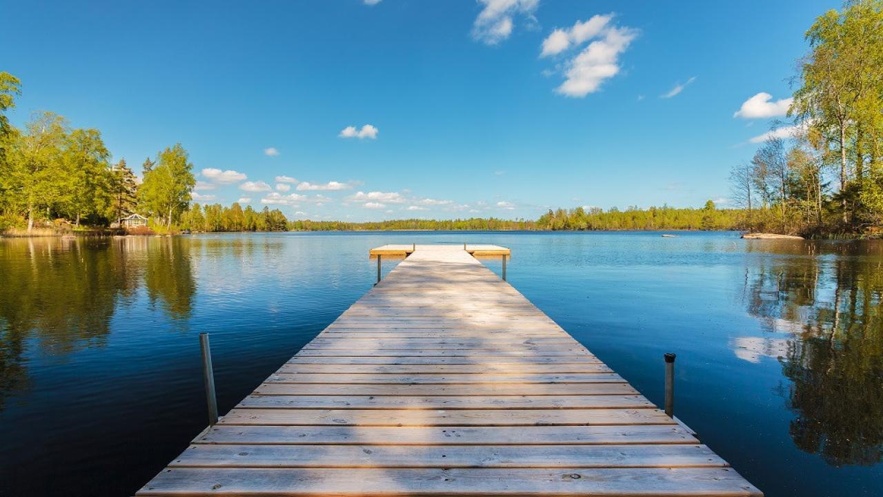 Dock looking over a lake