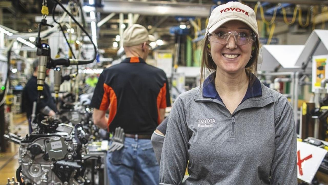 factory worker smiling