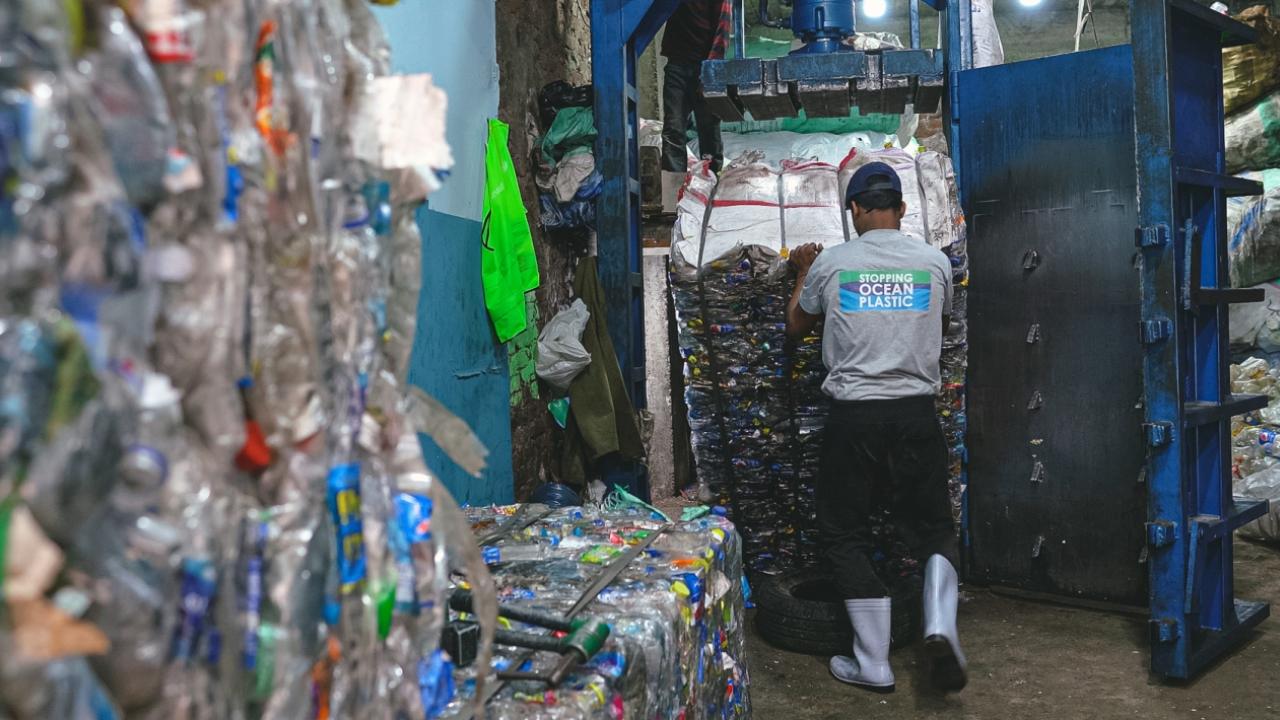 Person working in a recycling center