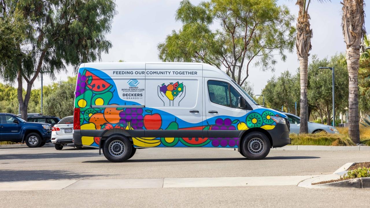 van in street 