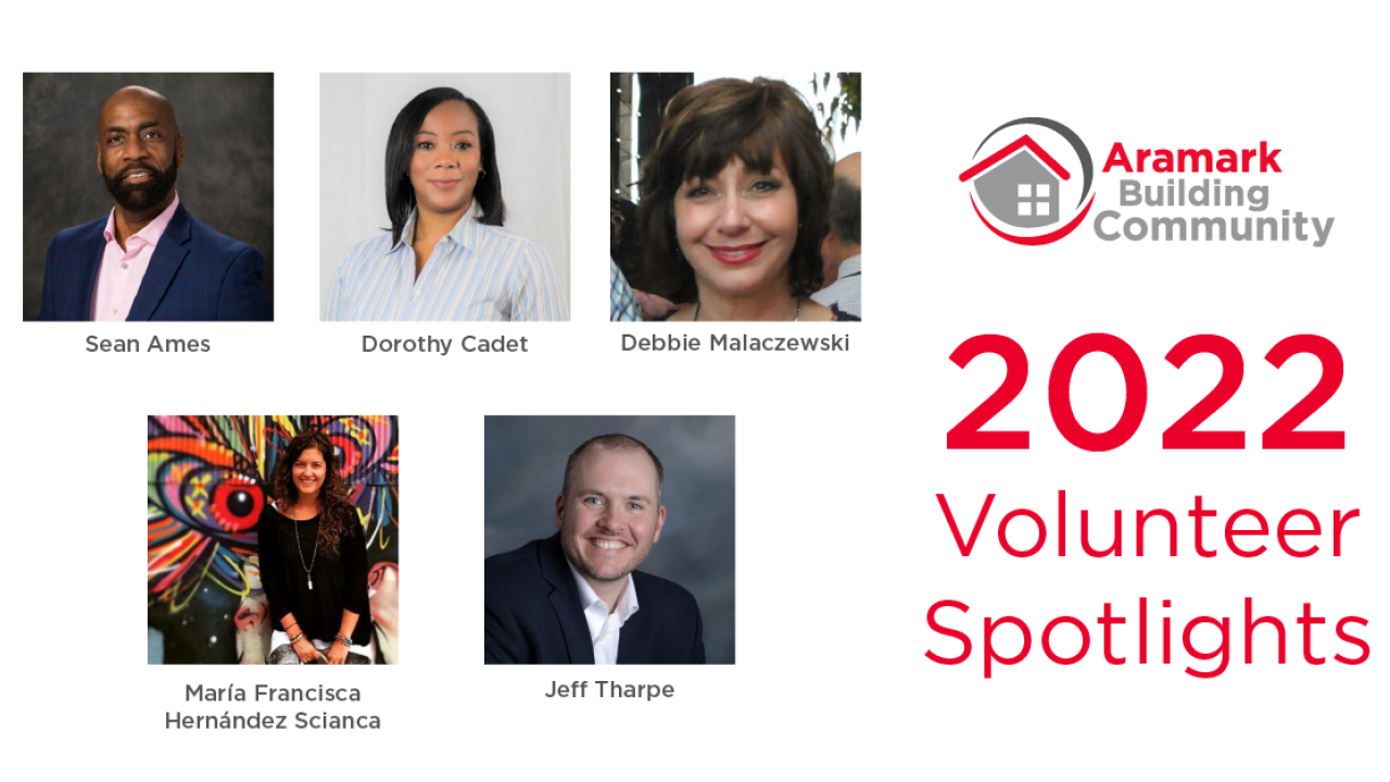 Aramark 2022 Volunteer Spotlights with 5 photos of employees