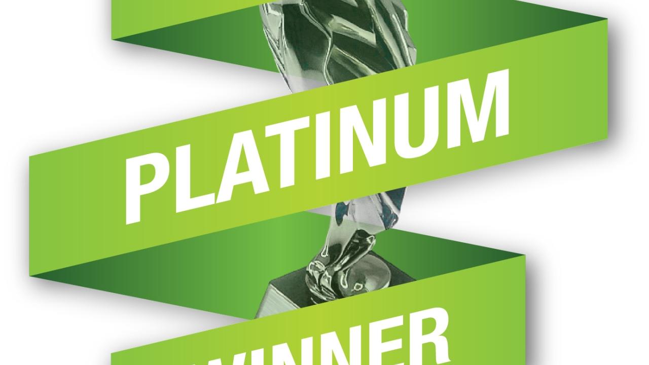 2022 MARCOM PLATINUM WINNER on a digital green ribbon wrapped around a silver trophy