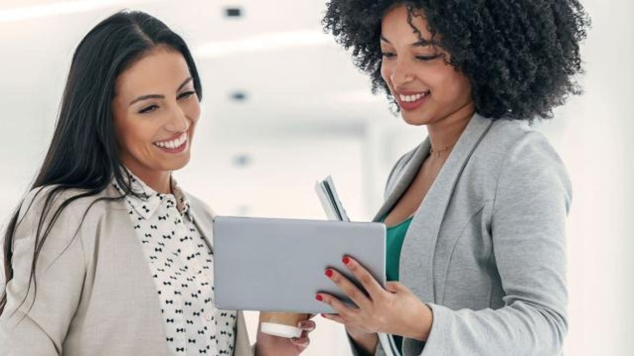 Two women talking
