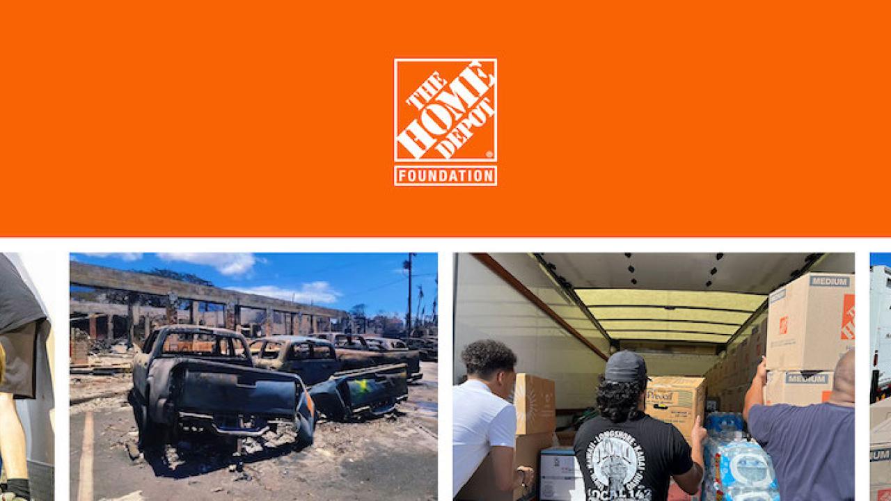 The Home Depot Foundation: Volunteers helping with relief during Maui Wildfires.