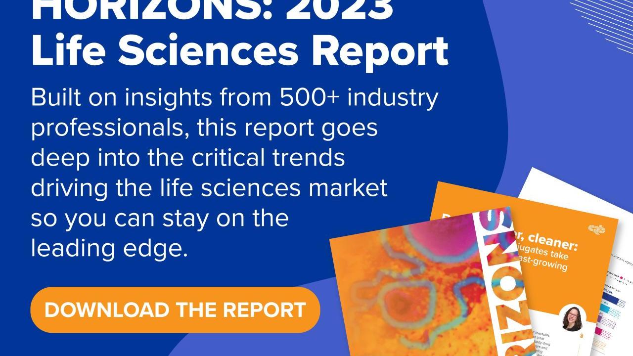 HORIZONS: 2023 Life Sciences Report. CRB logo in the corner