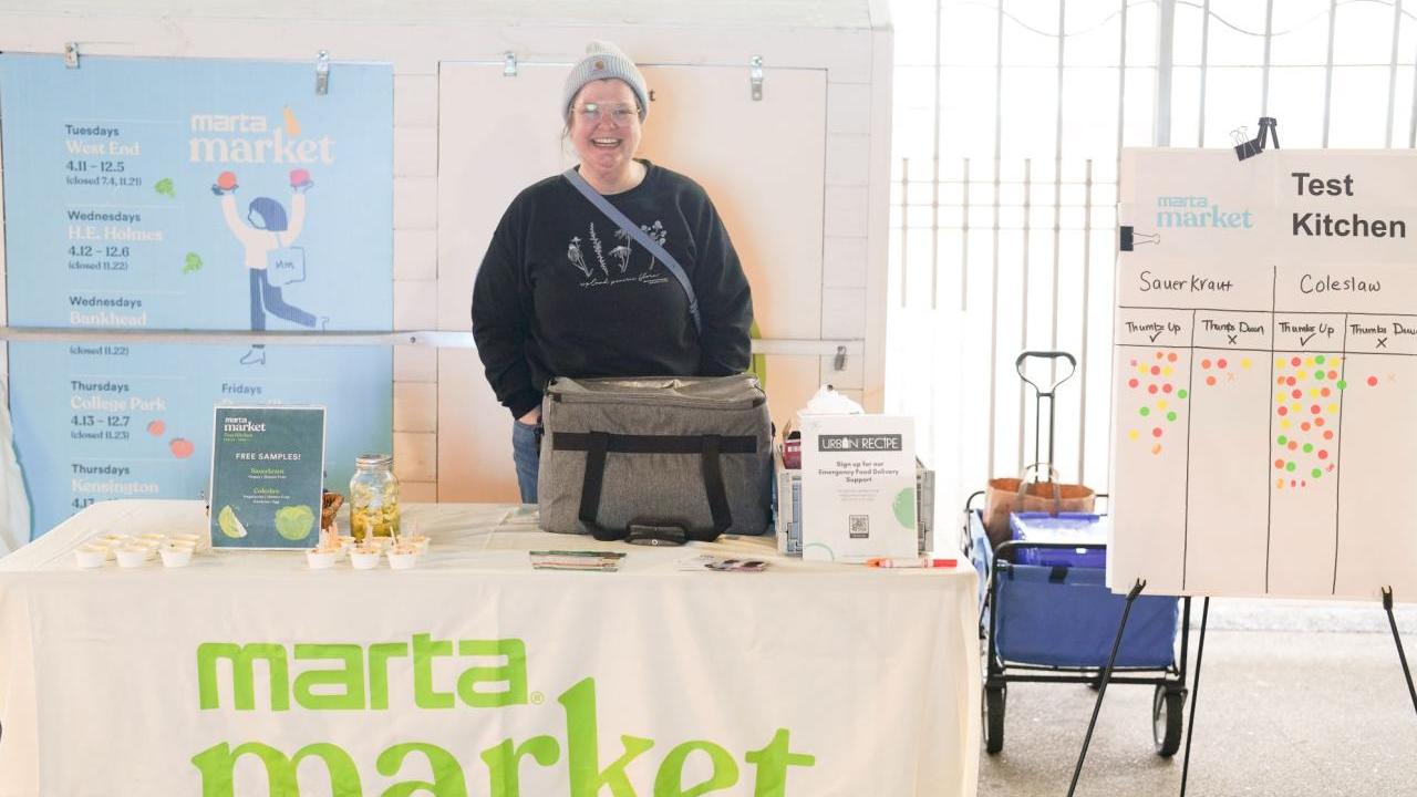 Photo of Marta Market test kitchen display at a MARTA rail station in Atlanta