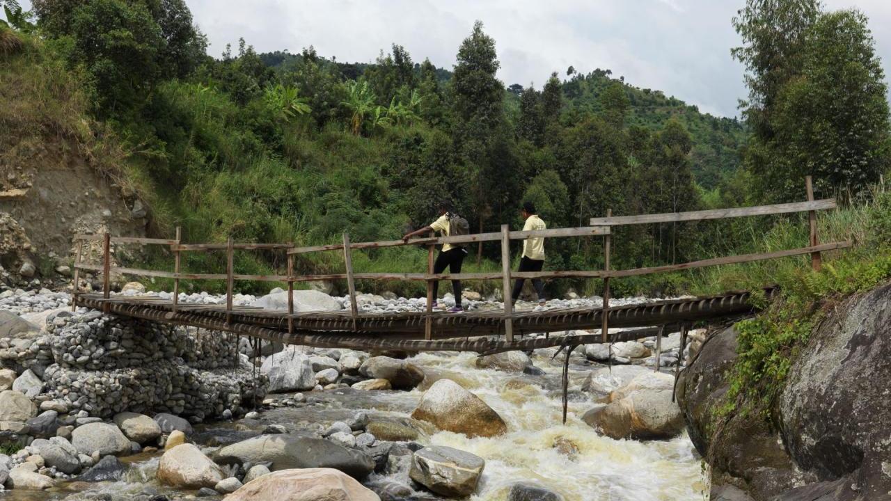 Morious and staff take difficult mountain paths to reach affected communities. 