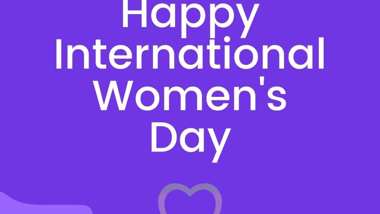 Purple Graphic reading Happy International Women's Day