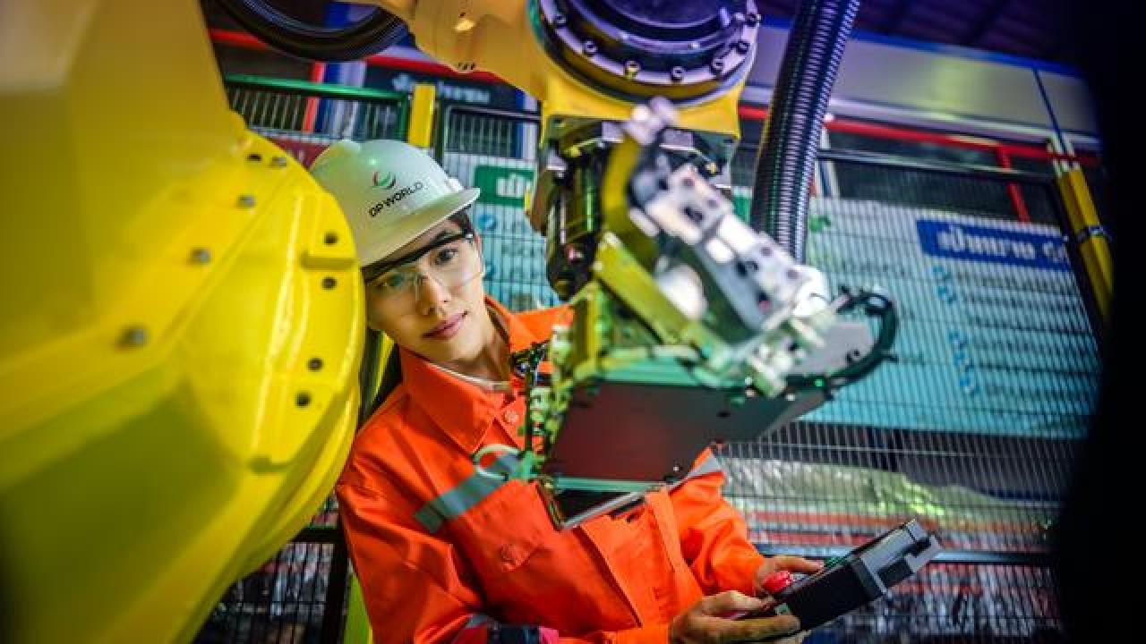 Person operating robotic machinery