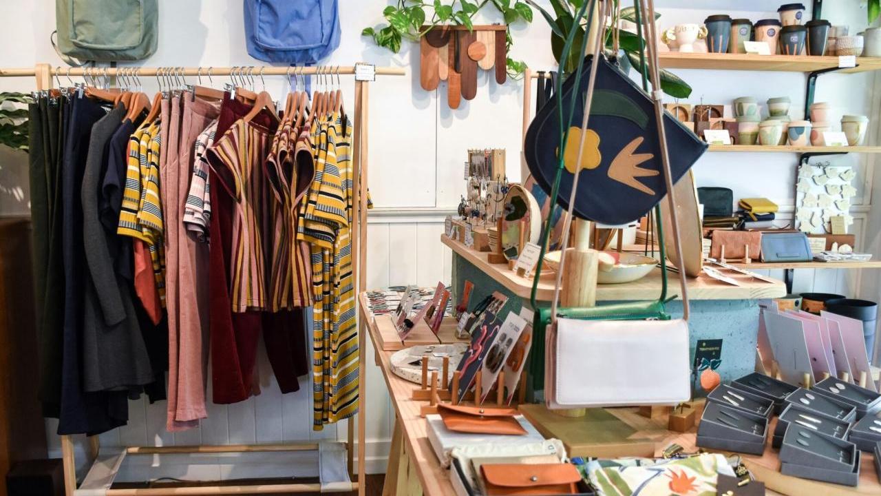 Inside a small retail shop