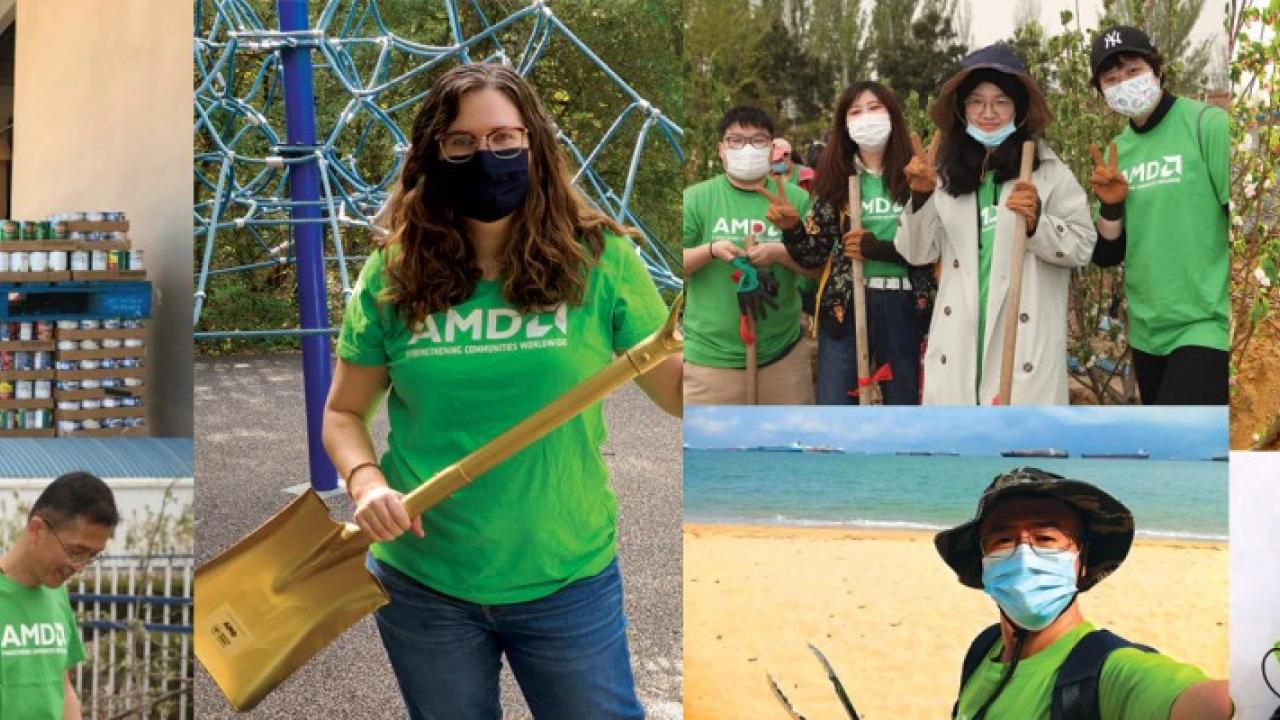 collage of photos of volunteers