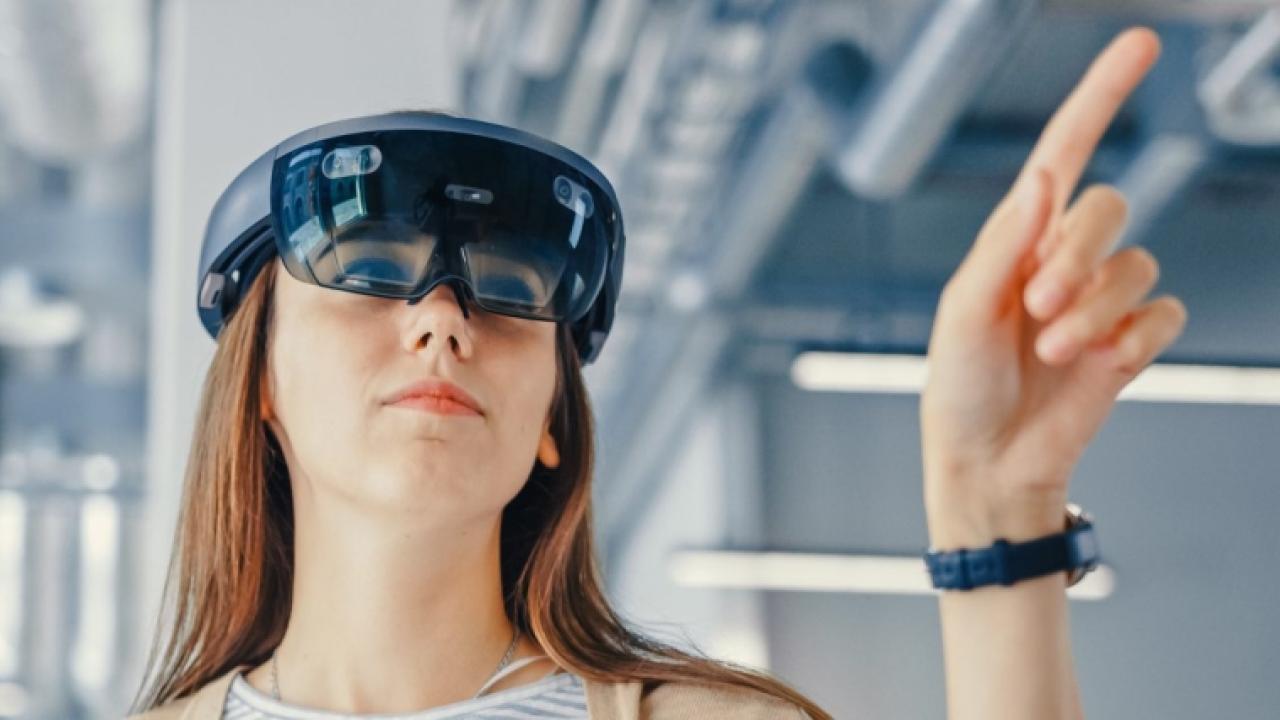 person wearing augmented reality googles