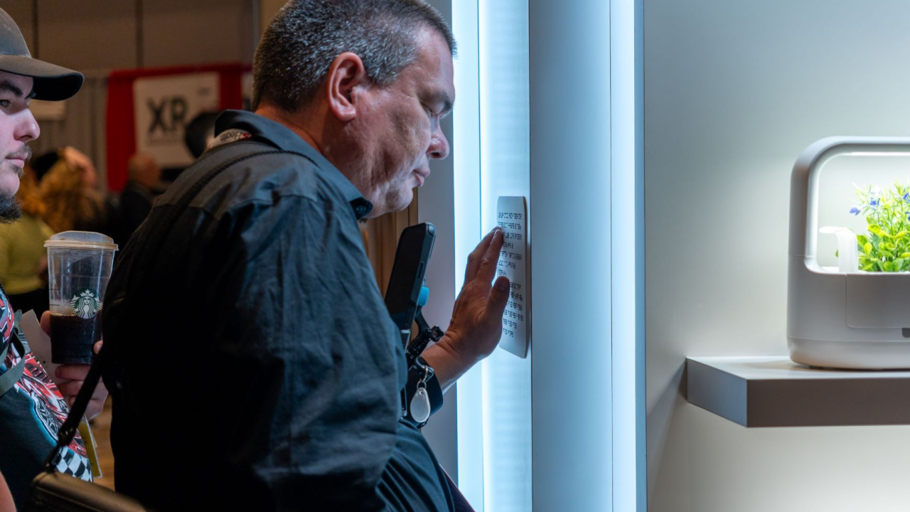 Person reading brail