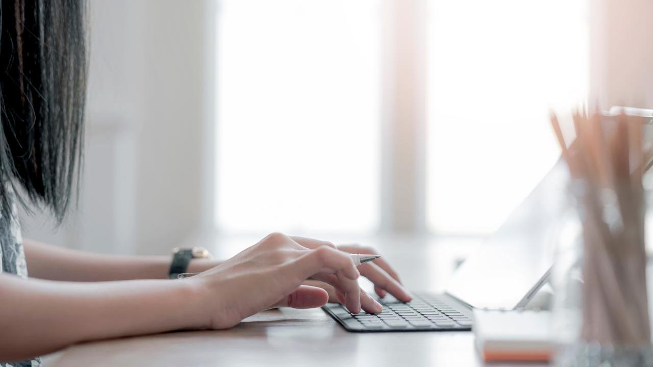 person typing
