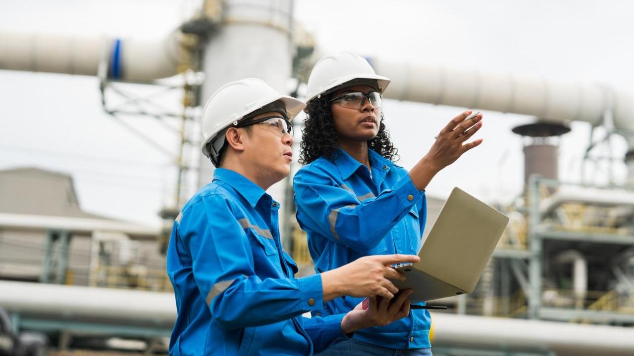Pipeline operators surveying site