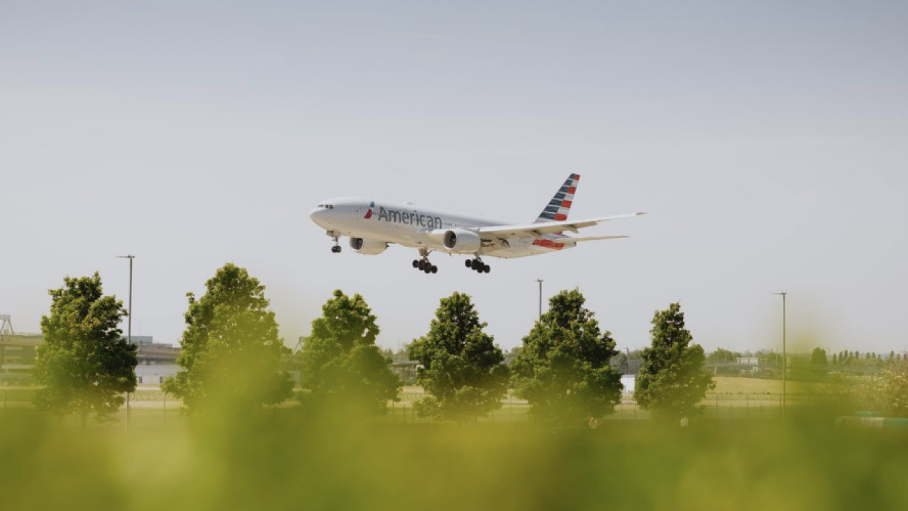 An aeroplane taking off for flight