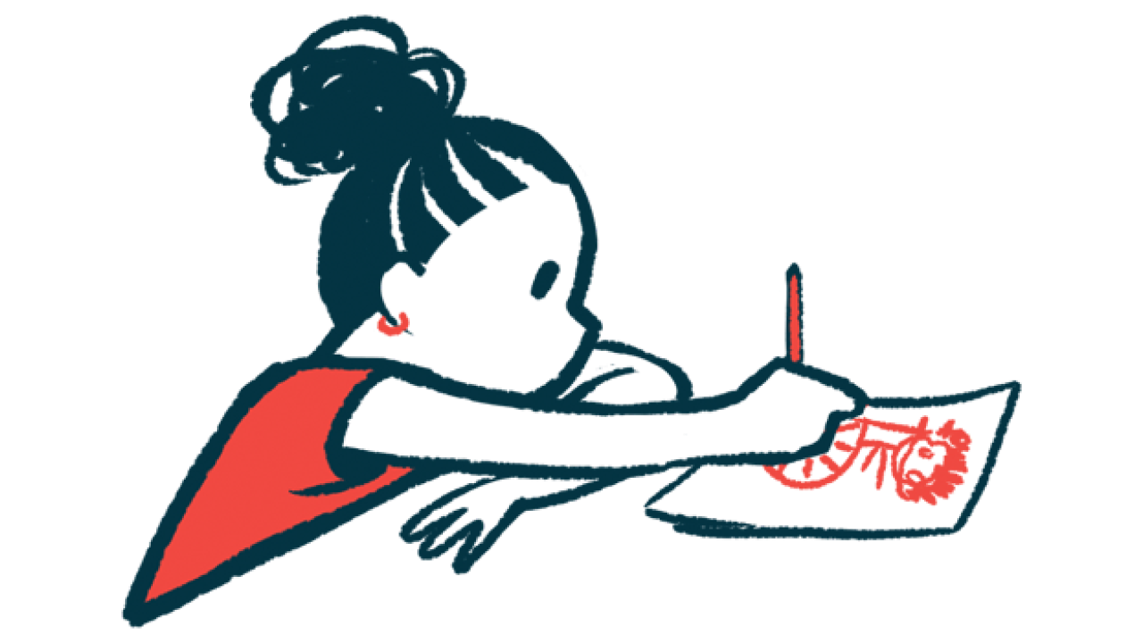 Illustration of a young girl drawing a picture.