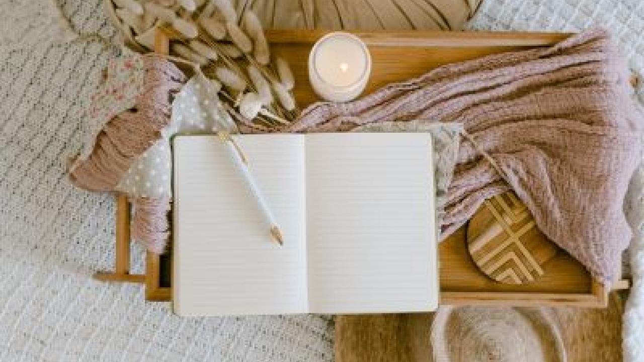 A blank journal shown with a pencil.
