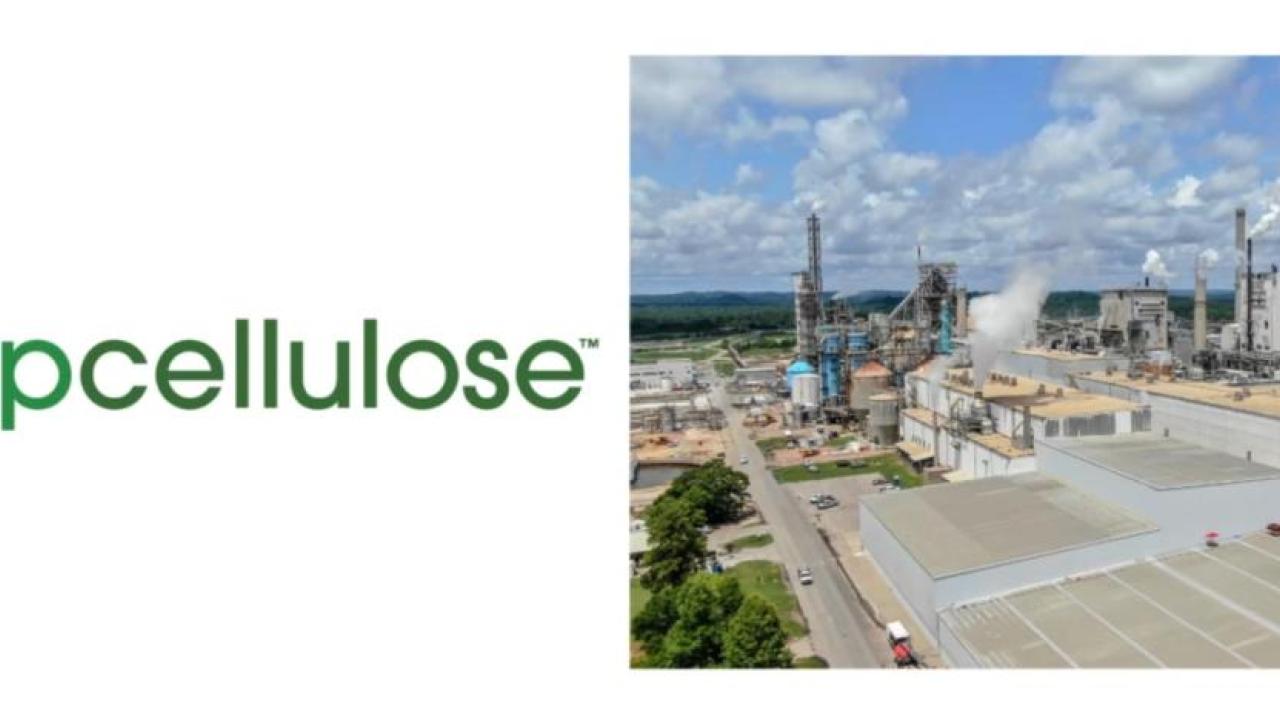 GP Cellulose logo and photo of the outside of Alabama River Cellulose Mill