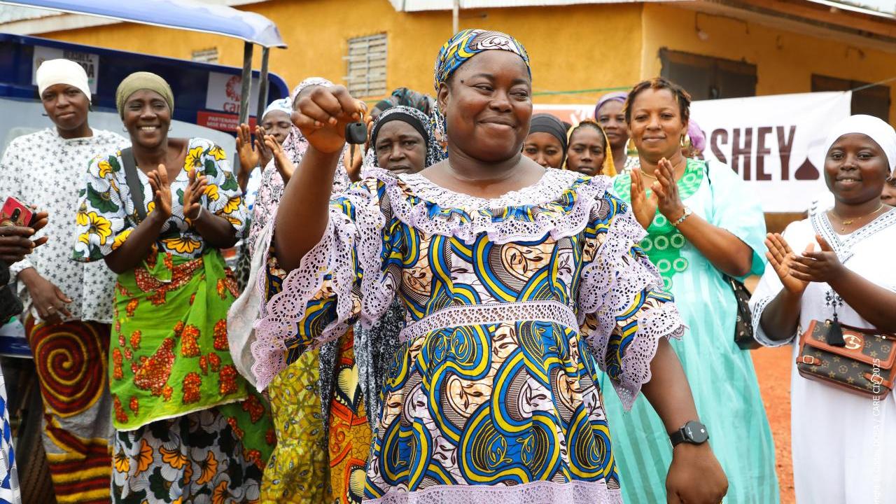 Community with women leaders at the front
