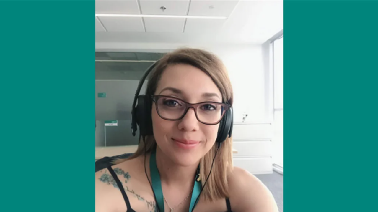 Profile of Angie in an office
