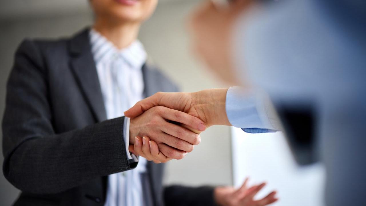Close up of a handshake