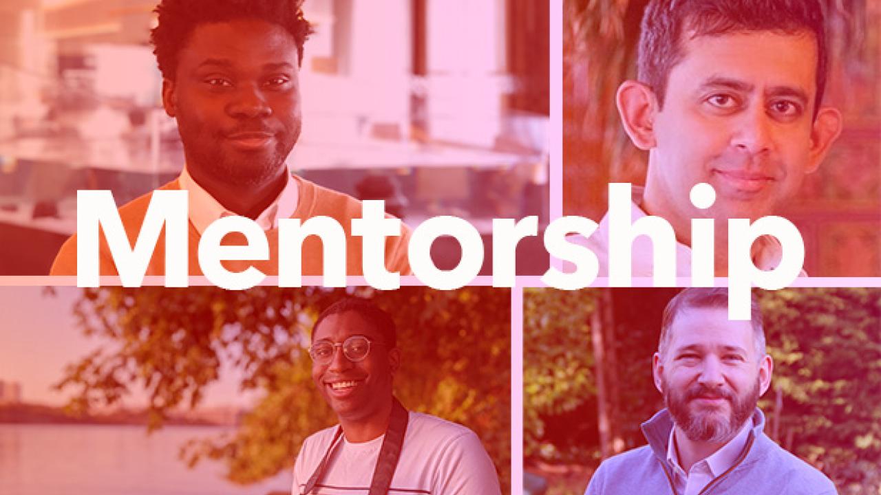 Four pictures of people with the label "Mentorship"