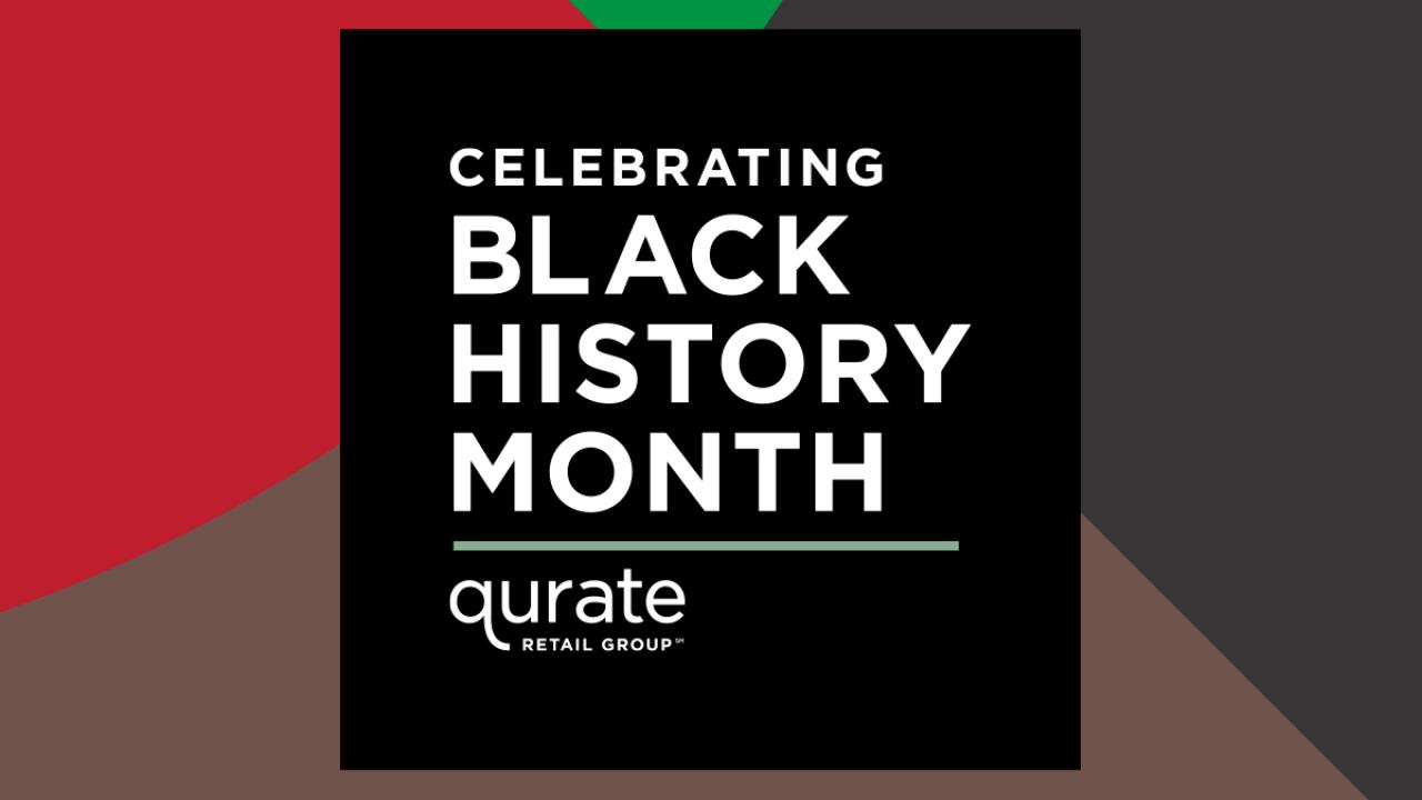 Graphic reading, "Celebrating Black History Month" above Qurate logo