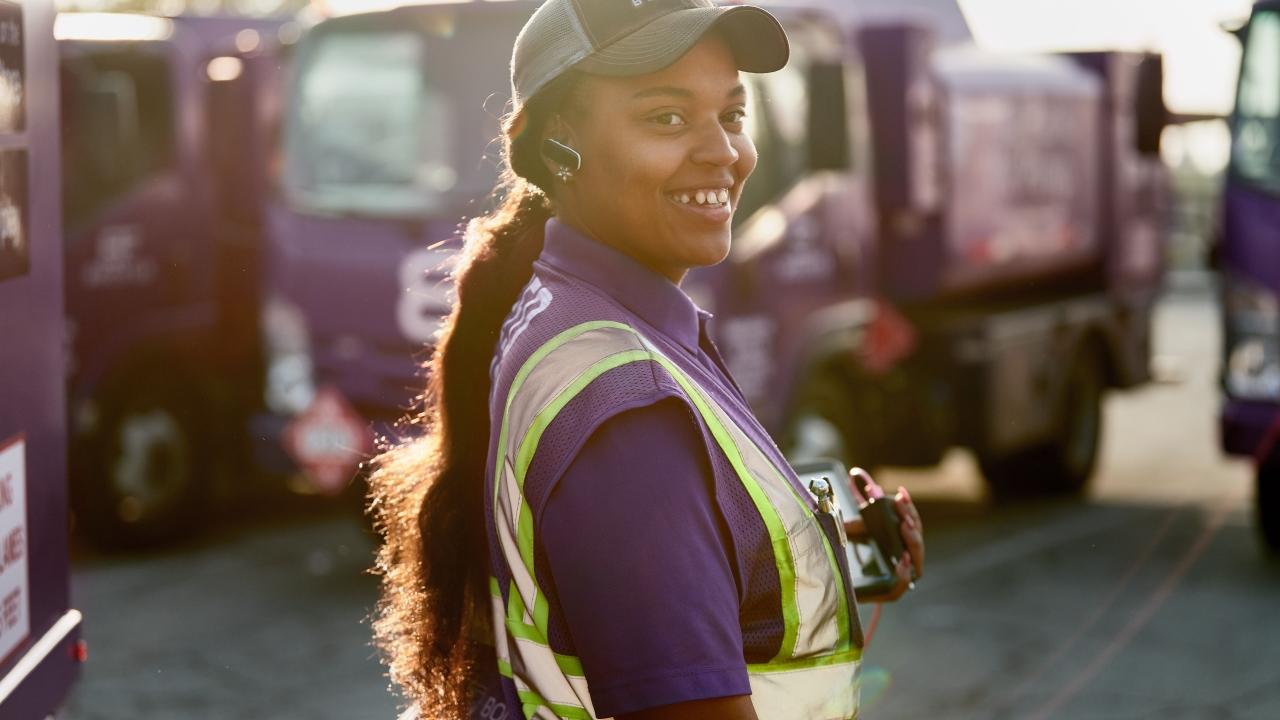 Booster service professional smiles. 