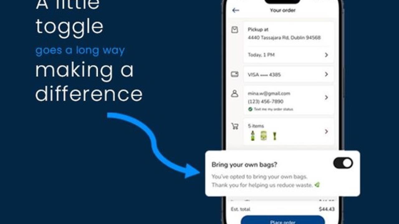 Screenshot of Albertsons app with text "A little toggle goes a long way making a difference"