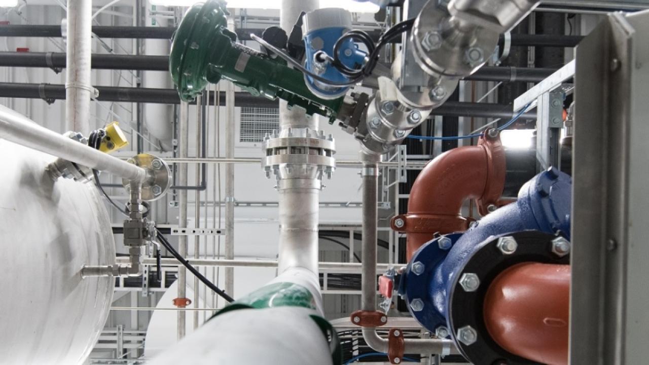 complex network of pipes in an industrial facility