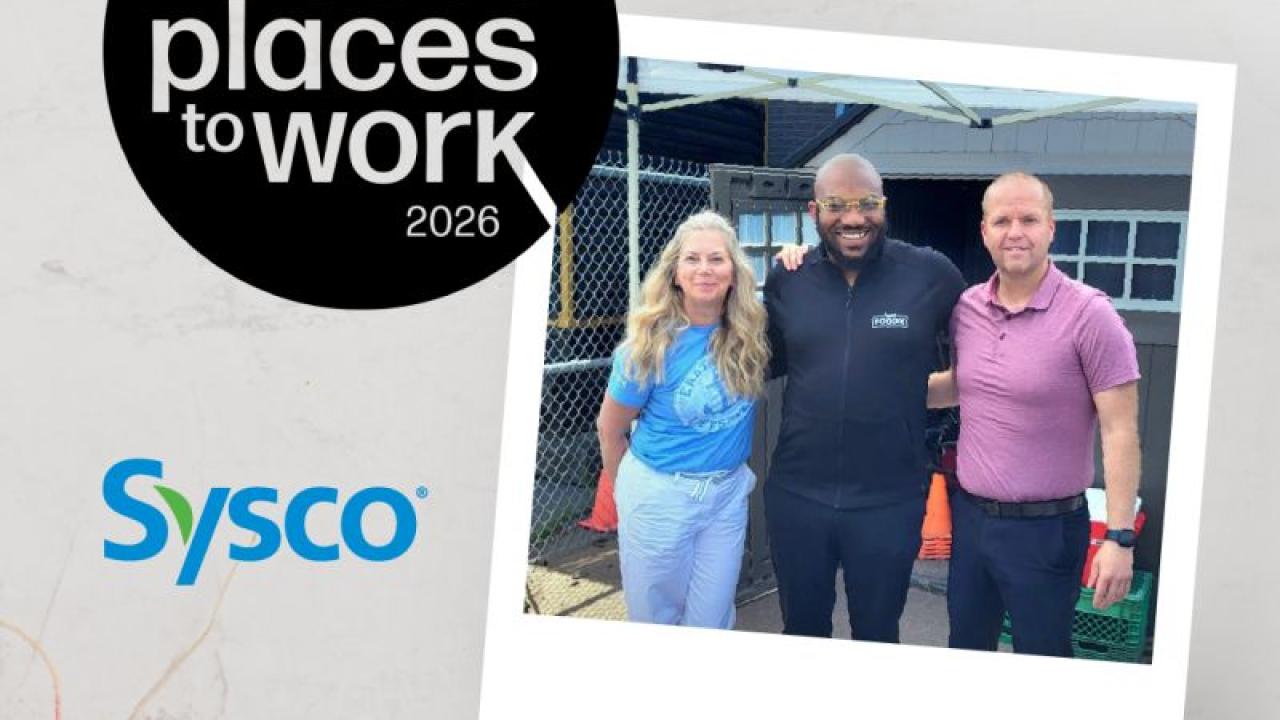 logo for Atlantic Canada's Best Places to Work 2026 award alongside Syco logo and photo of three Sysco employees