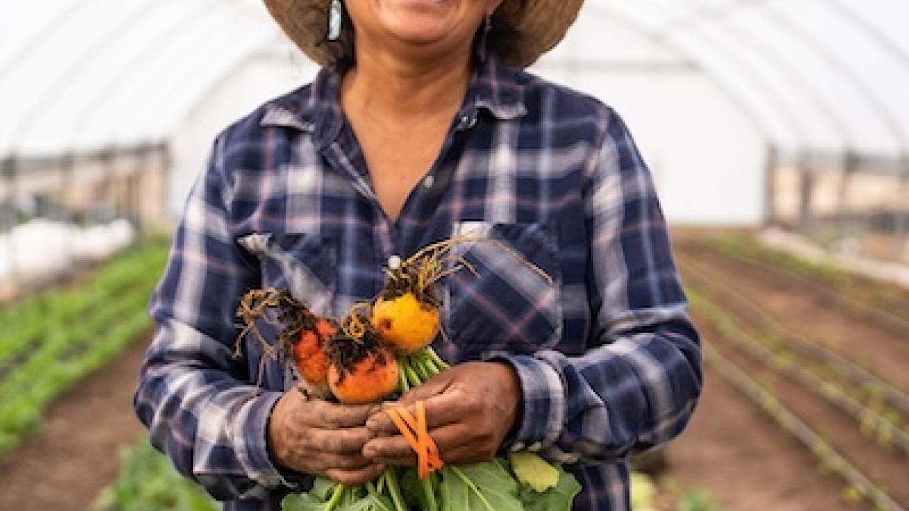 Cherilyn Yazzi shown on her farm.