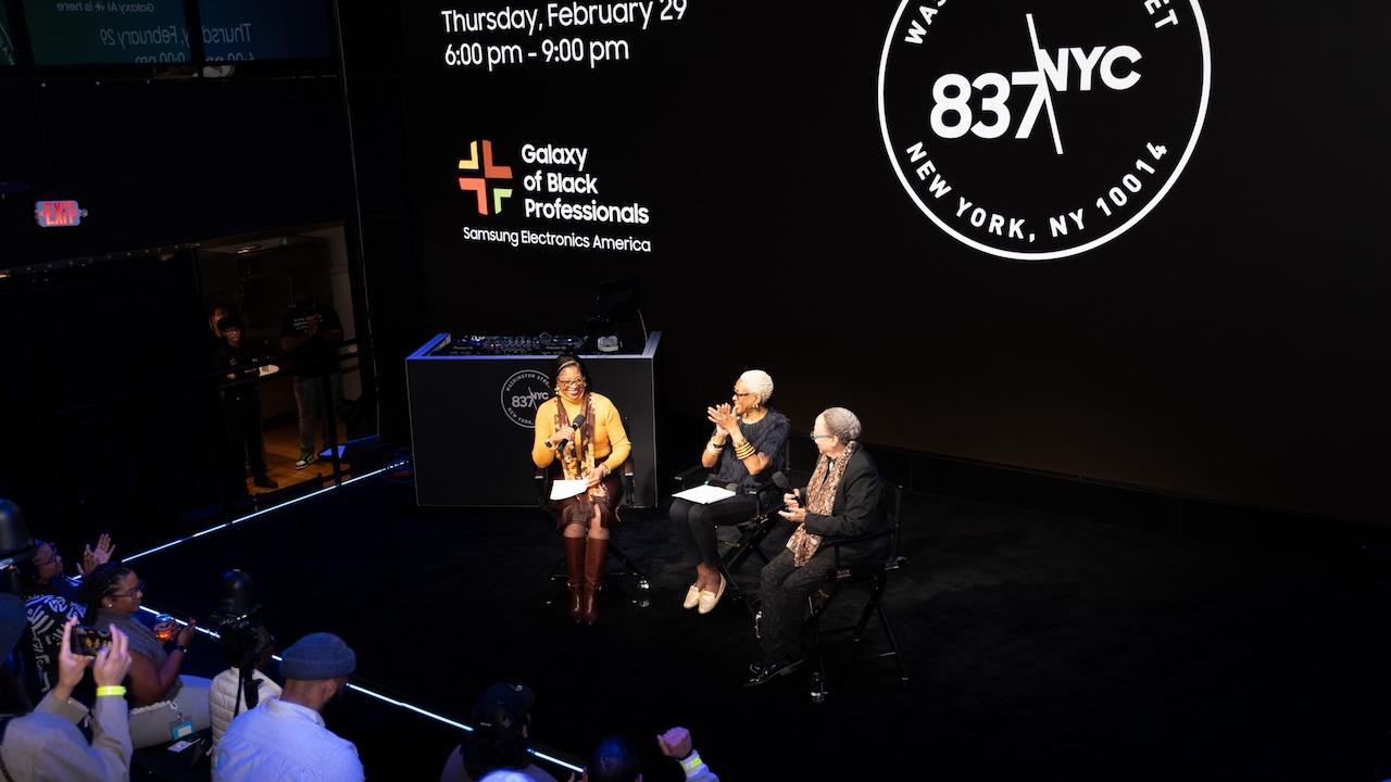 Samsung Galaxy of Black Professionals shown at a conference.