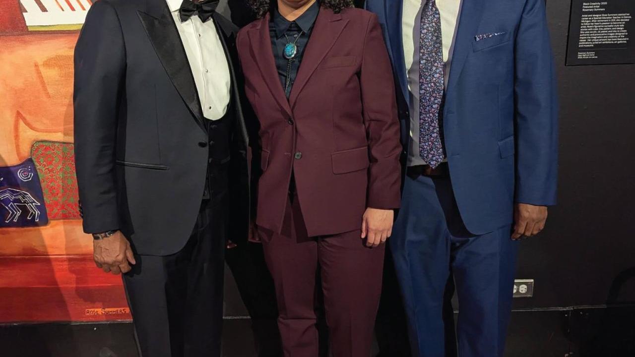 3 people at the 2025 Black Creativity Gala pose for a picture