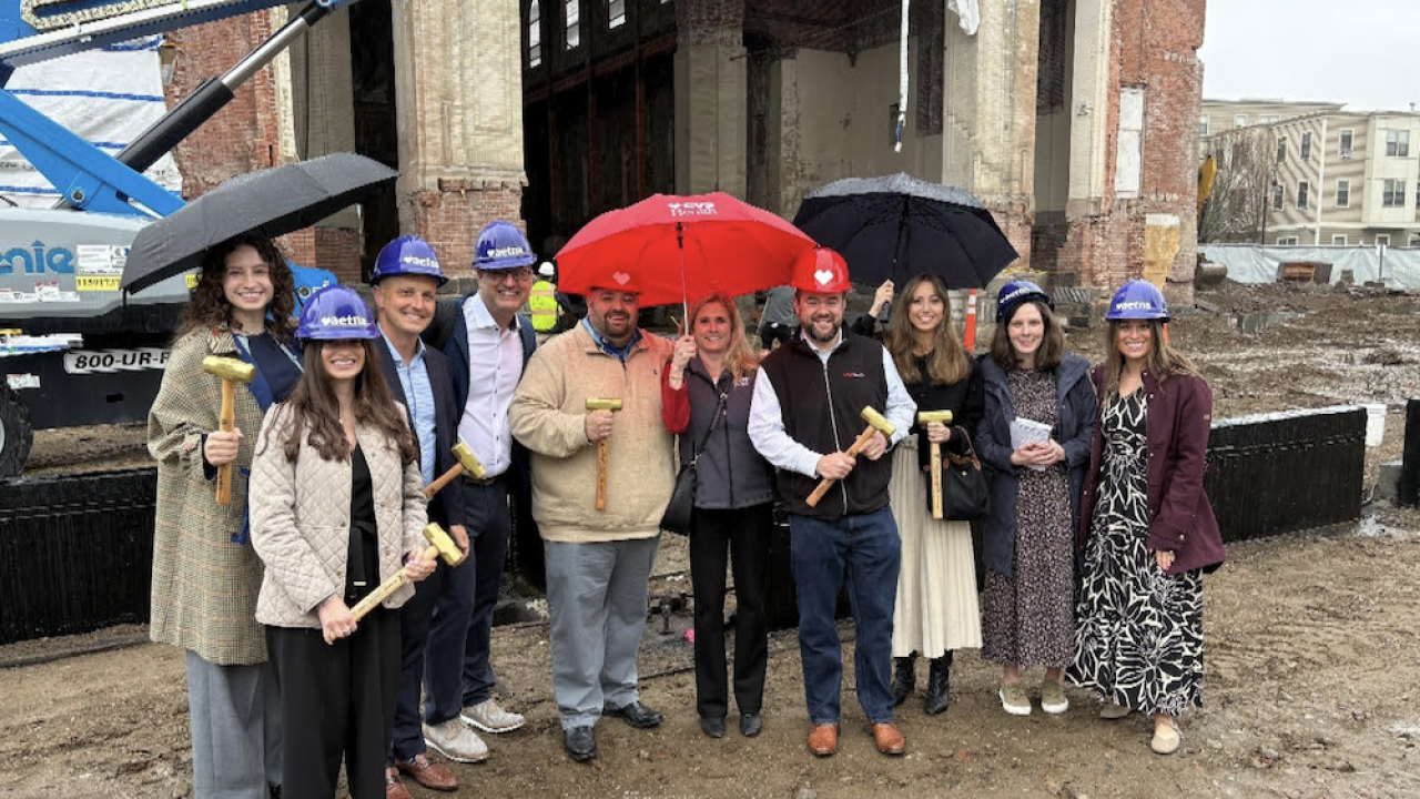 CVS Volunteers shown at the ground breaking at Blessed Sacrament.