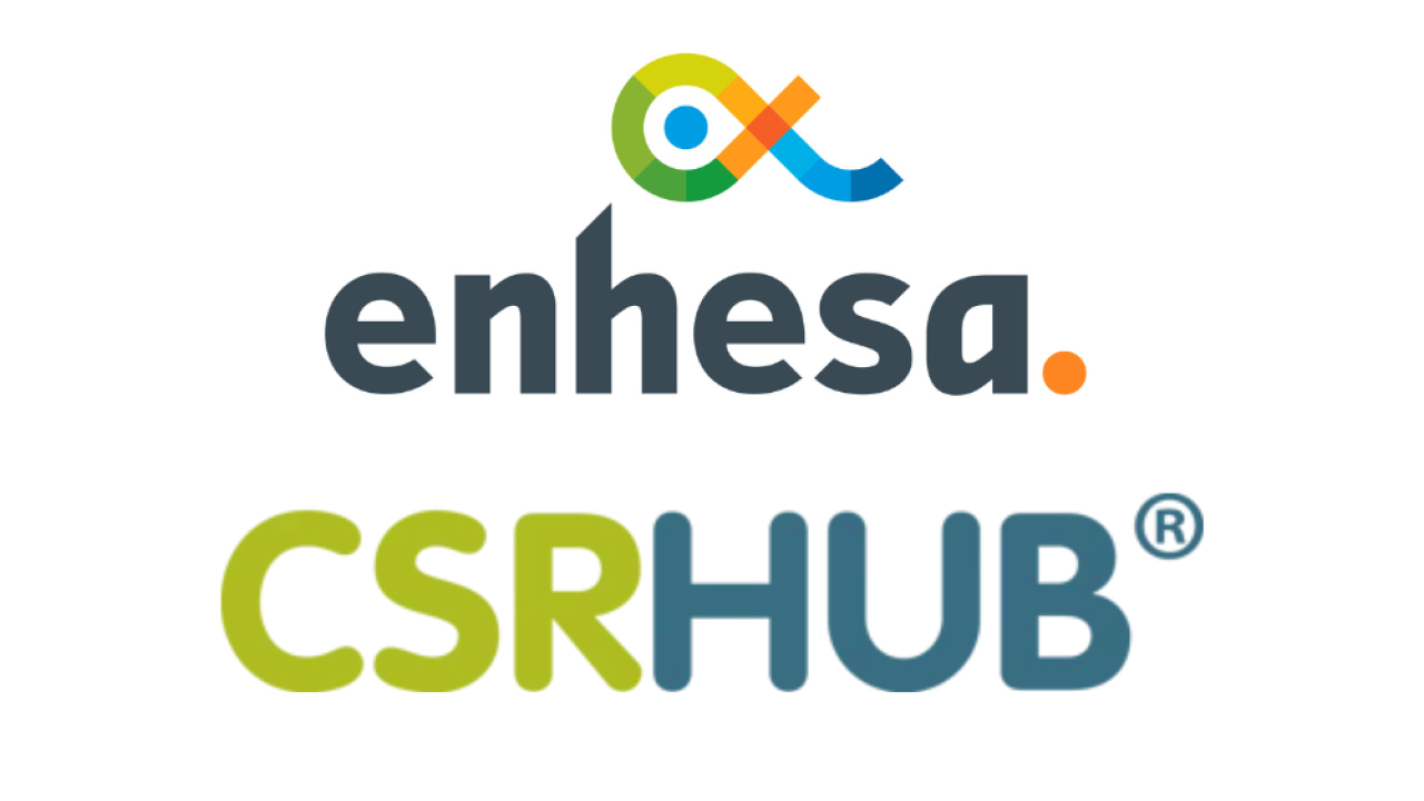 Enhesa logo above CSRHub Logo
