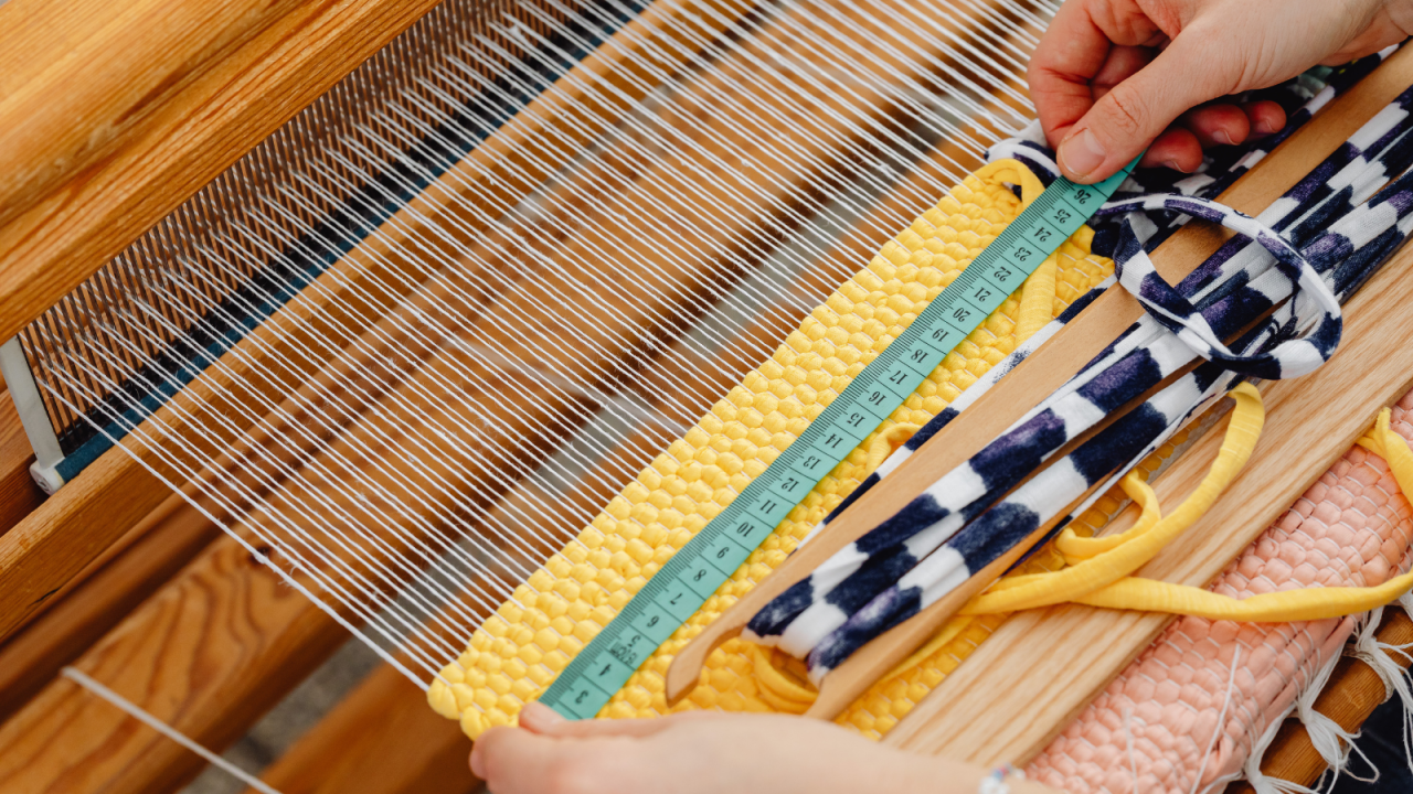 Fibers on a hand loom