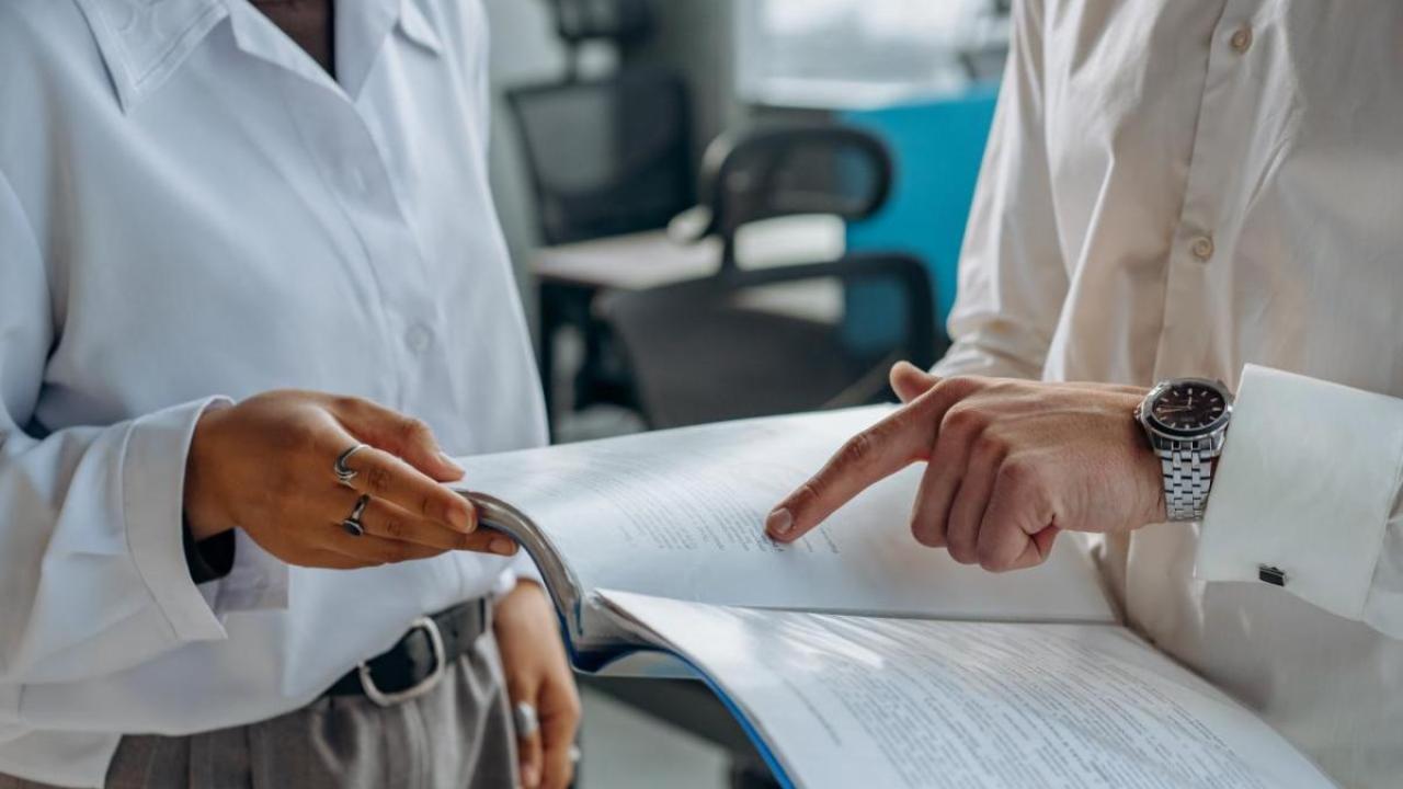 People discussing a report