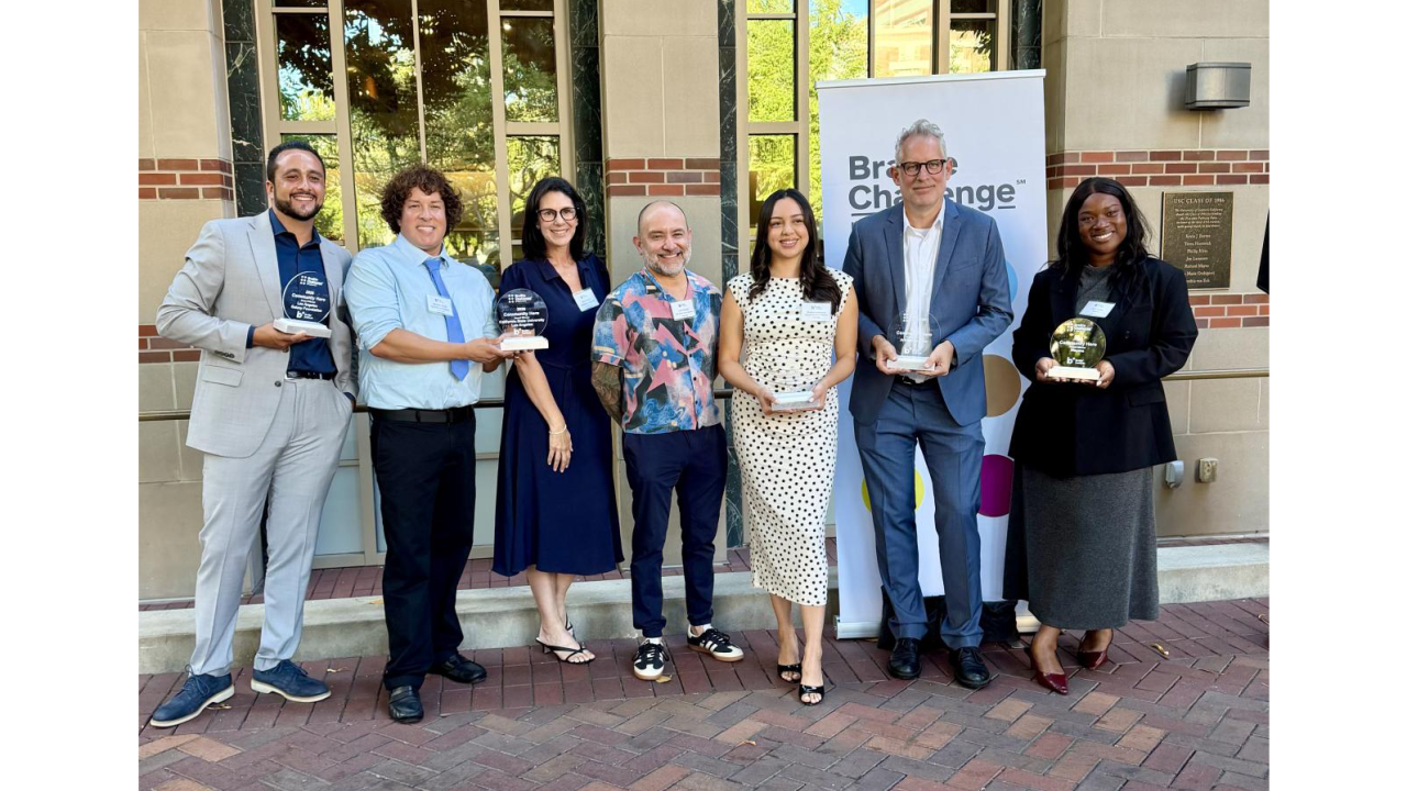 Braille Institute award recipients pose with trophies
